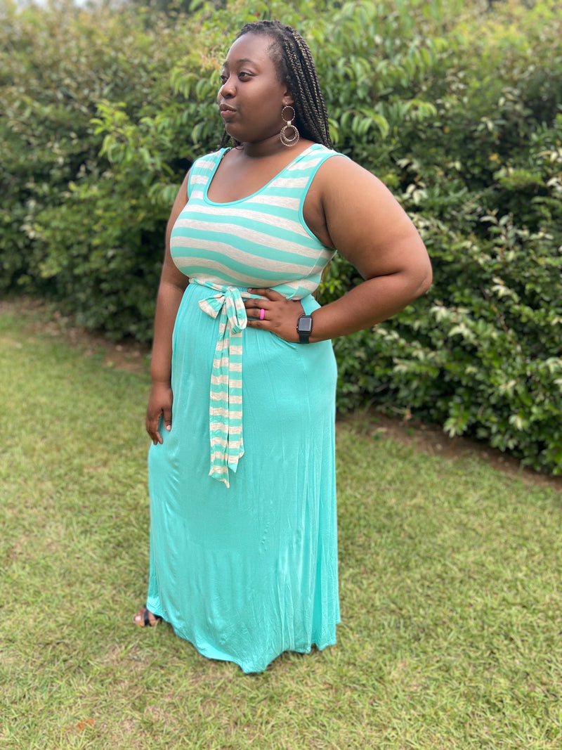 Striped Mint Maxi- (Plus Size) Smitton Striped Mint Maxi- (Plus Size) Smitton