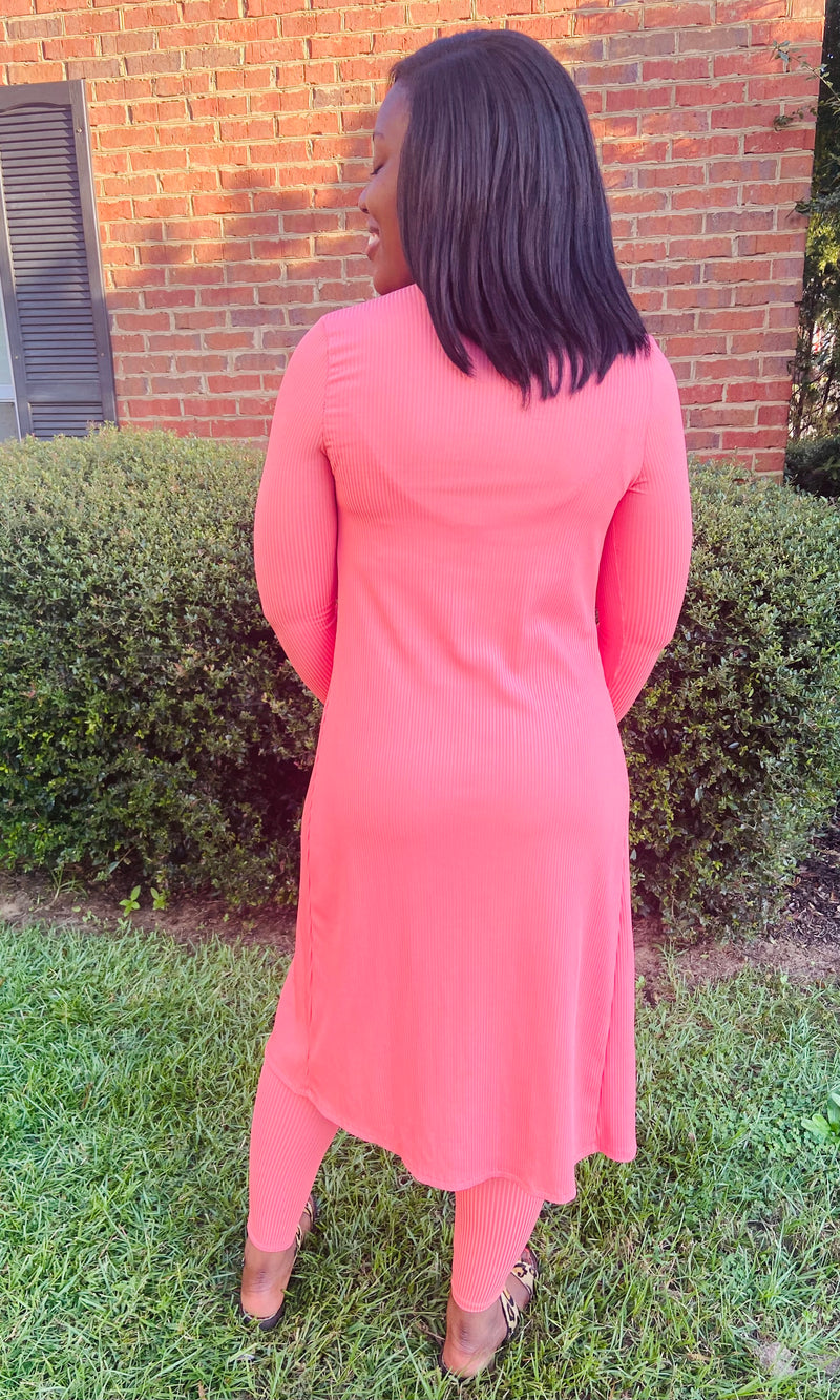 Senah Jumpsuit & Duster Set- Peach